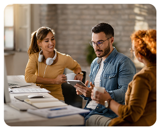 team-young-entrepreneurs-having-business-meeting-office-focus-is-businessman-using-digital-tablet